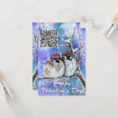 あなたのQRコードは鳥のバレンタインデーのカードを願う カード (正面/裏面インサイチュ)