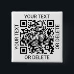 あなたのQRコードをアップロード　簡単なウェブサイトまたは支払いアプリ 缶バッジ<br><div class="desc">カスタマイズ可能なQRコードの四角いボタンをウェブサイトや支払いアプリと共有。 このテンプレートの文言は簡単に追加・削除でき、画像はQRコード、ロゴ、または写真に置き換えることができます。色とフォントスタイルも、Zazzleのデザインツールを使用して簡単に変更できます。 ビジネスウェブサイトを潜在的な顧客に宣伝したり、非接触のモバイル決済アプリで迅速に支払いを行うためのスキャンを提供します。 結婚式の前夜祭や独身最後の夜のゲストは、携帯電話のデジタルウォレットで新婦や新郎に飲み物を買うことができます。 スキャン可能なコードにより、クライアントが会社のウェブサイトをオンラインで簡単に見つけ、インターネットマーケティングやソーシャルメディアのネットワーキングと接続することができます。 基本的な白黒デザインは、モダンなミニマルなタイポグラフィーとあなたのQRコード、ロゴ、または写真を特徴としています。 少量から大量まで、独自の広告目標に合わせてご利用いただけます。これらのボタンは、会議や展示会でのプロモーションアイテムとして最適です。 汎用的なレイアウトは、友人と楽しくつながる方法を探している個人から、ビジネスを宣伝したい起業家や企業のプロフェッショナルまで、誰にでも適しています。</div>