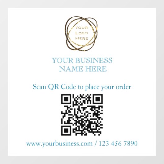 あなたのQRコードを追加 おしゃれなアクアブループロモーション用シール ウィンドウサイン (シート)