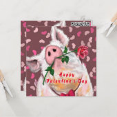 あなたのQRコード願うバレンタインデーのカード愛の豚 カード (正面/裏面インサイチュ)