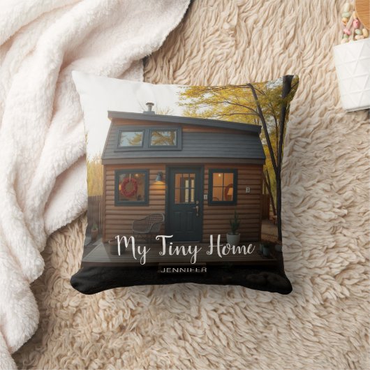 あなたのTiny Homeモノグラムの名前 クッション (ブランケット)