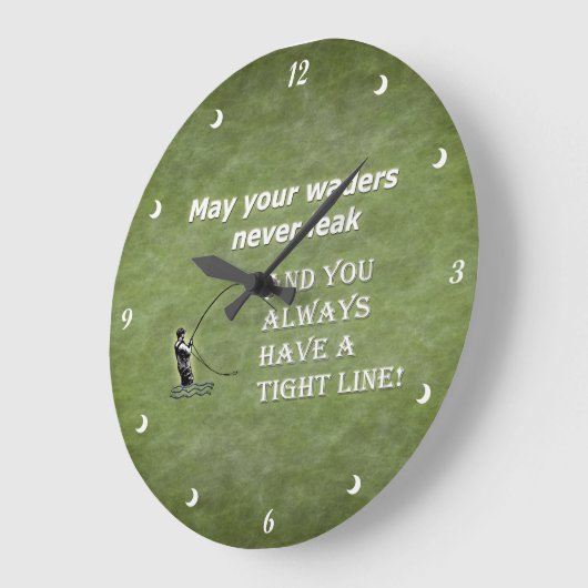 あなたのwaders |堅いライン; はえの魚釣りの引用文 ラージ壁時計 (傾斜)
