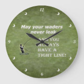 あなたのwaders |堅いライン; はえの魚釣りの引用文 ラージ壁時計 (正面)