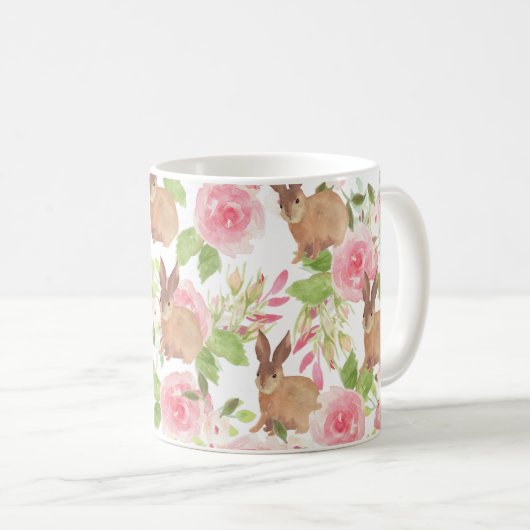 あなたはいつも私のハニーバニー引用文ピンクフローラ コーヒーマグカップ (正面右)