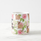 あなたはいつも私のハニーバニー引用文ピンクフローラ コーヒーマグカップ (中央)