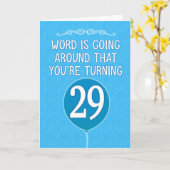 あなたはおもしろいは29誕生日ではない カード (黄色い花)