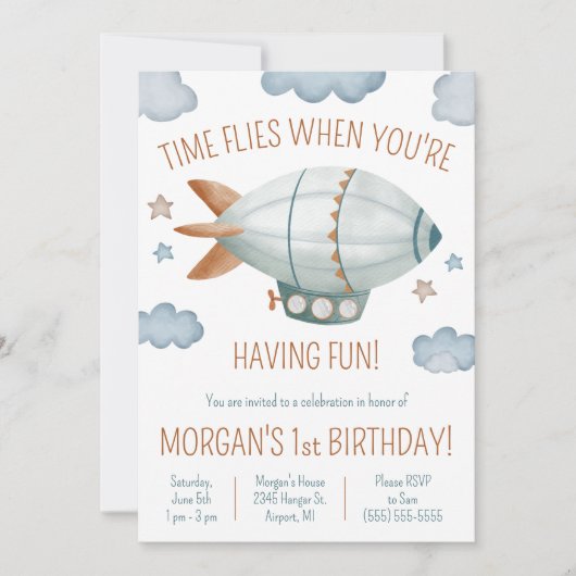 あなたはおもしろいを持つ時は時が流れる!ブリンプ誕生日 招待状 (正面)