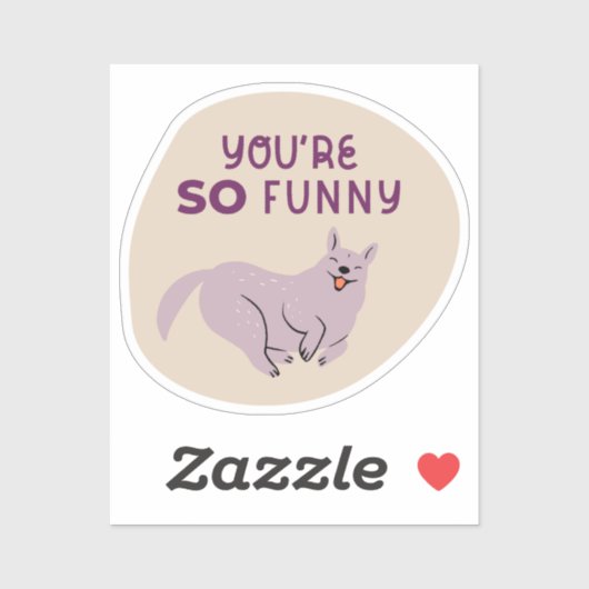 あなたはおもしろい可愛い図解入りの、写真付きの犬タン・パープル シール (シート)