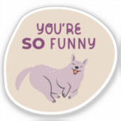 あなたはおもしろい可愛い図解入りの、写真付きの犬タン・パープル シール (正面)