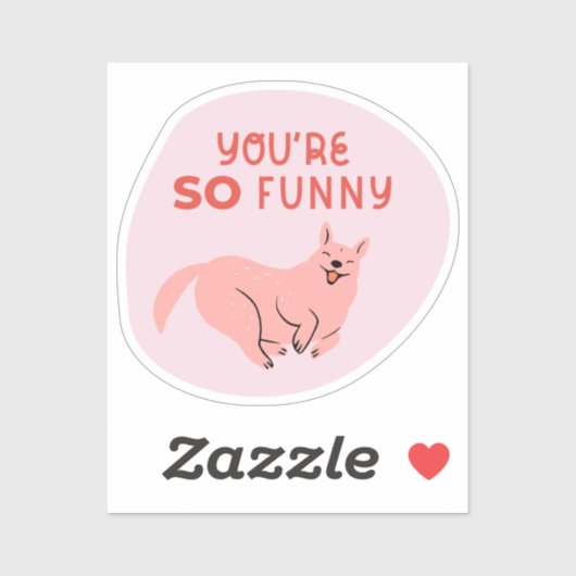 あなたはおもしろい可愛い図解入りの、写真付きの犬レトロなピンク シール (シート)