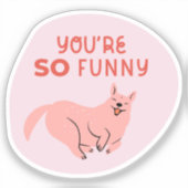 あなたはおもしろい可愛い図解入りの、写真付きの犬レトロなピンク シール (正面)