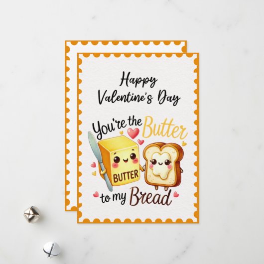 あなたはおもしろい私のパンのバレンタインデーのバター シーズンカード (正面/裏面インサイチュ)