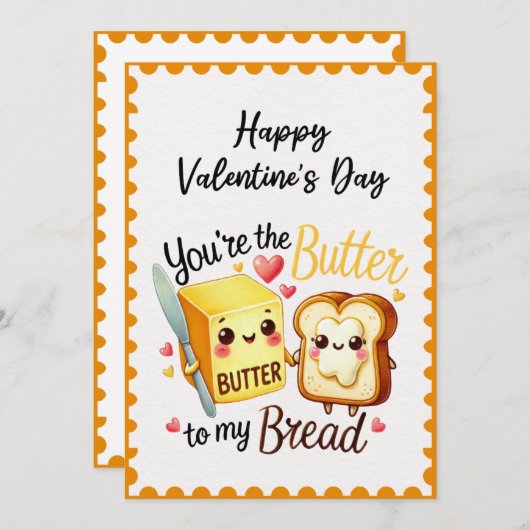 あなたはおもしろい私のパンのバレンタインデーのバター シーズンカード (正面/裏面)