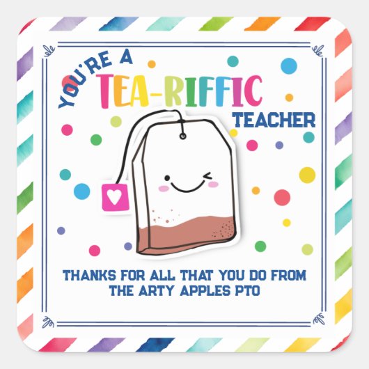 あなたはお茶を感謝してい飲み込むお土産 スクエアシール (正面)