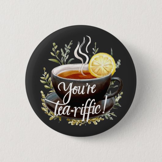 あなたはお茶を飲め!お茶おもしろい好きグラフィック 缶バッジ (正面)