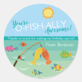 あなたはお魚の味方招待され!誕生日ありがとう ラウンドシール (正面)