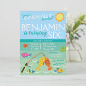 あなたはお魚の味方招待され!誕生日招待状 案内状 (スタンド正面)