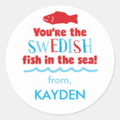 あなたはかわいいスウェーデンの魚のバレンタインデー ラウンドシール (正面)