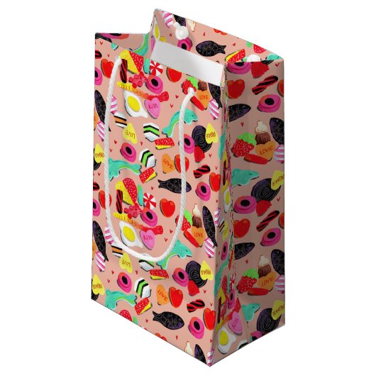 あなたはかわいいバレンタインはとても甘いピンクのキャンディ スモールペーパーバッグ (正面アングル)