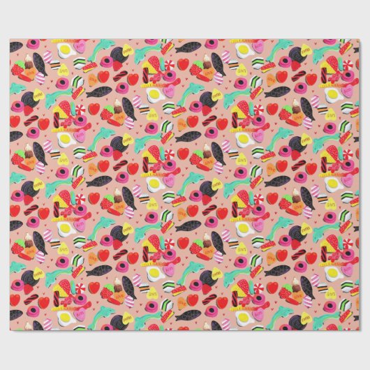 あなたはかわいいバレンタインはとても甘いピンクのキャンディ ラッピングペーパー (フラット)