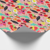 あなたはかわいいバレンタインはとても甘いピンクのキャンディ ラッピングペーパー (角)