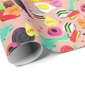 あなたはかわいいバレンタインはとても甘いピンクのキャンディ ラッピングペーパー (ロールコーナー)