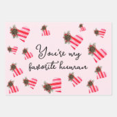 あなたはかわいい私の人間のお気に入りのピンクのクリスマス ラッピングペーパーシート (正面)