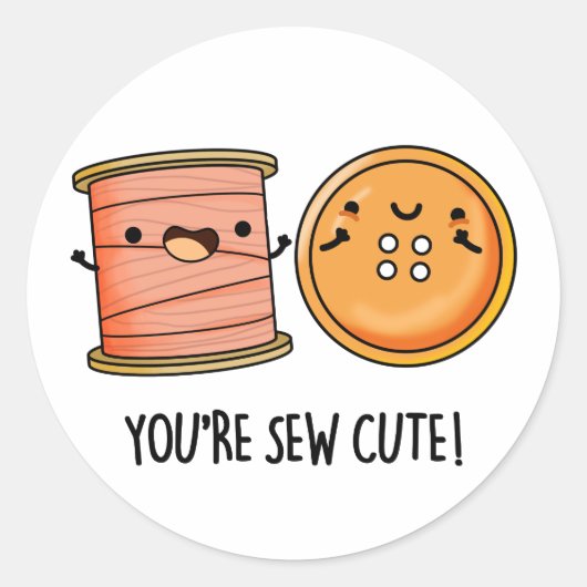 あなたはかわいい裁縫パン ラウンドシール (正面)