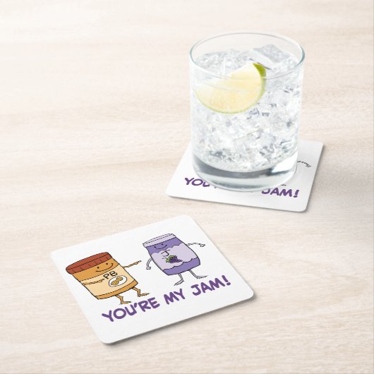 あなたはかわいく、おもしろいなピーナッツバター私の込み合い スクエアペーパーコースター (インサイチュ)