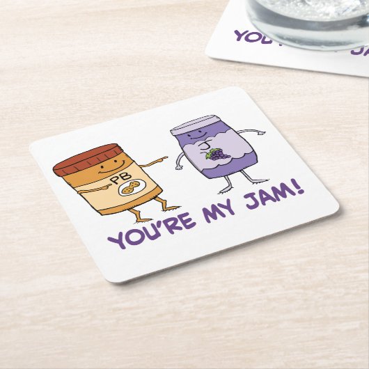あなたはかわいく、おもしろいなピーナッツバター私の込み合い スクエアペーパーコースター (アングル)