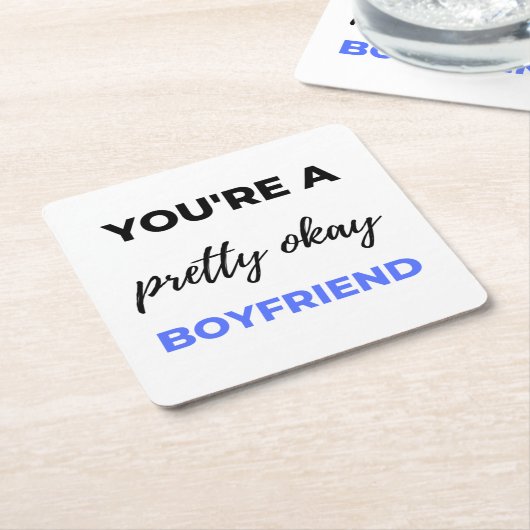 あなたはかわいらしA Ok Boyer Black スクエアペーパーコースター (アングル)