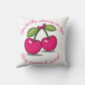 あなたはさくらんぼが上に!」 かわいいさくらんぼをテーマにした クッション (裏面)