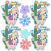 あなたはすごい！ |愛らしいラマと花 シール (正面)