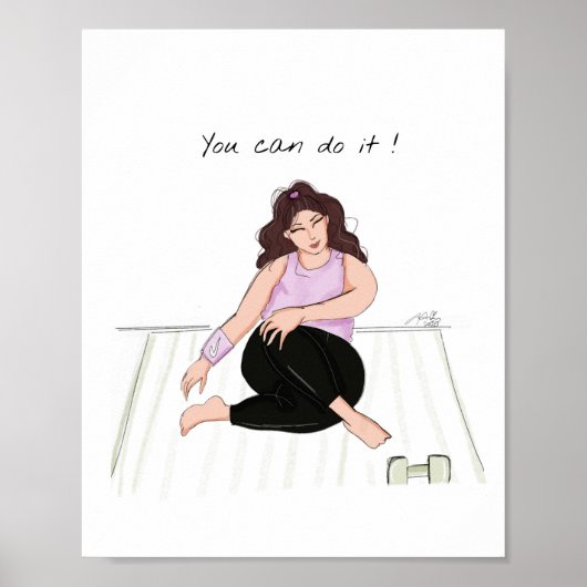 あなたはそれを行うことができる,ヨガ,ジム女性,イラストレーション ポスター (正面)