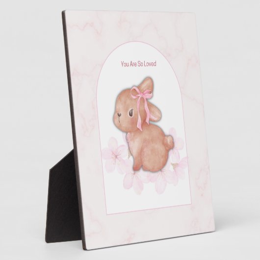 あなたはとても愛されている ウサギのプリント | 赤ちゃん女の子の寝室 フォトプラーク (側面)