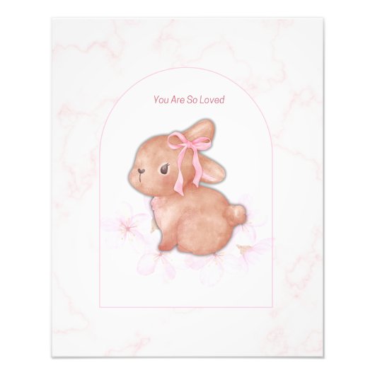 あなたはとても愛されている ウサギのプリント | 赤ちゃん女の子の寝室 フォトプリント (正面)