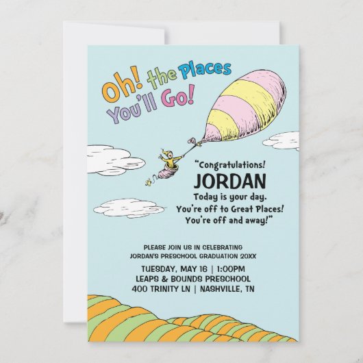 あなたはどこへ行くの?卒園おめでとう! 招待状 (正面)