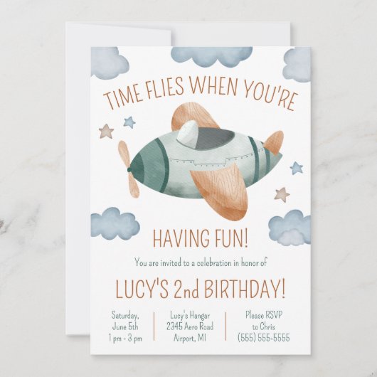 あなたはにおもしろい飛行機誕生日を有する場合に飛行 招待状 (正面)