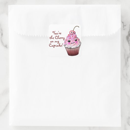 「あなたはのさくらんぼは私のカップケーキだ!」 かわいいシール スクエアシール (バッグ)