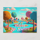 あなたはので甘いキャンディーレーン棒つきキャンデーガムドロップツリー ポストカード (正面)