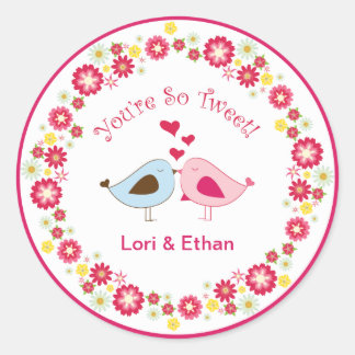 あなたはのように愛の鳥のハートシールをツイートする ラウンドシール