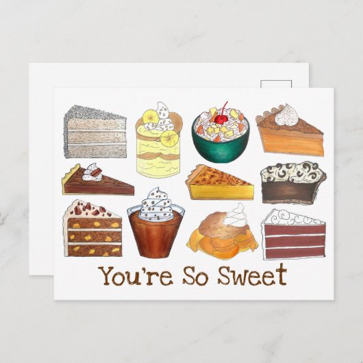 あなたはのように甘い南部のデザートのケーキパイのプリン ポストカード (正面/裏面)