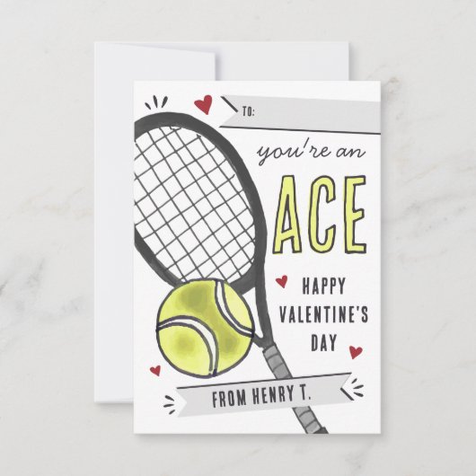 あなたはのエーステニス教室のバレンタインのデイカード 招待状 (正面)