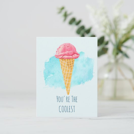 あなたはのクールピンクアイスクリームコーン ポストカード (スタンド正面)