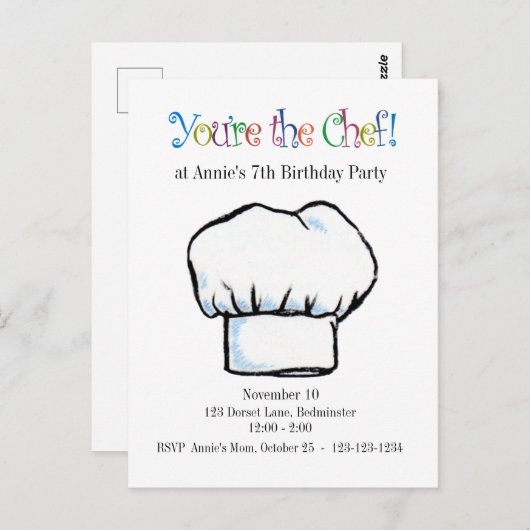 あなたはのシェフ招待状のはがき ポストカード (正面/裏面)