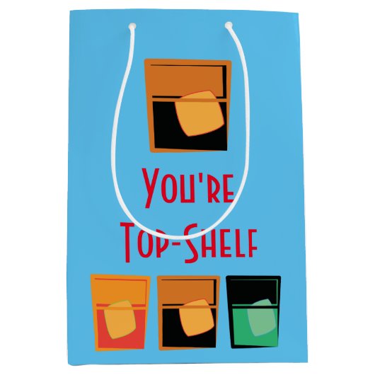 あなたはのトップシェルフとバーボンの青 – 抱き枕 ミディアムペーパーバッグ (正面)