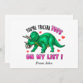 あなたはのトリケラおもしろいトップスのバレンタインデー 招待状 (正面/裏面)