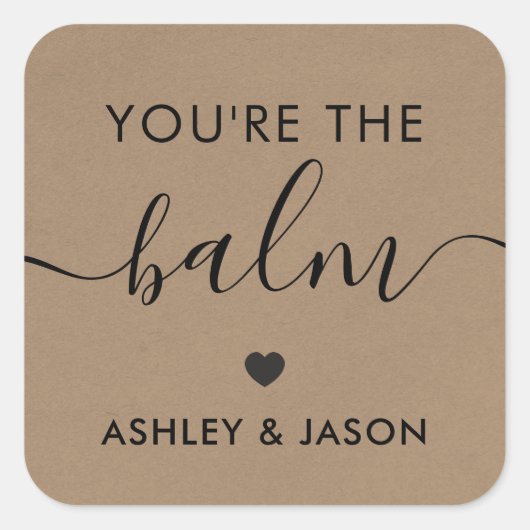 あなたはのバルムステッカー、リップバルムギフトラベル、クラフト スクエアシール (正面)