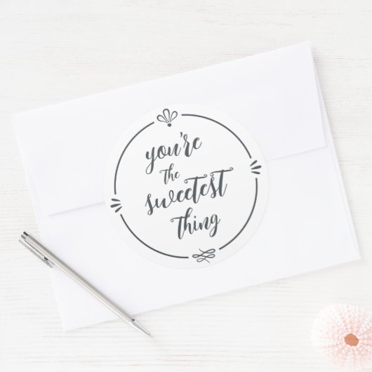 あなたはのバレンタインザスウィートシングス白黒 ラウンドシール (封筒)