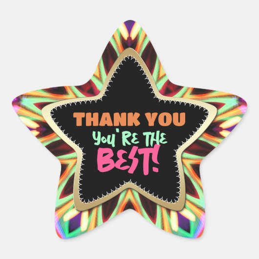 あなたはのレインボー最高のカラースターに感謝 星シール (正面)
